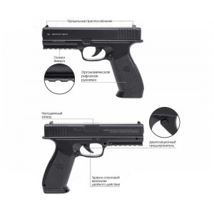 Пневматический пистолет Borner 17 (Glock 17) кал. 4,5 мм, пластик